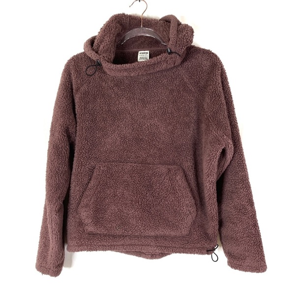 PINK Victoria's Secret Tops - 3/$30 PINK Victoria's Secret | Plum Fleece Sherpa Hooded Pullover Sweatshirt